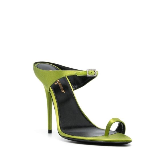 NEW SAINT LAURENT Dive Sandal Heels Pea Green SZ 40 - Picture 1 of 9